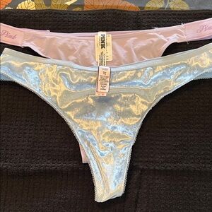 Victoria's Secret Pink light purple and VS Light Blue Thong Panties